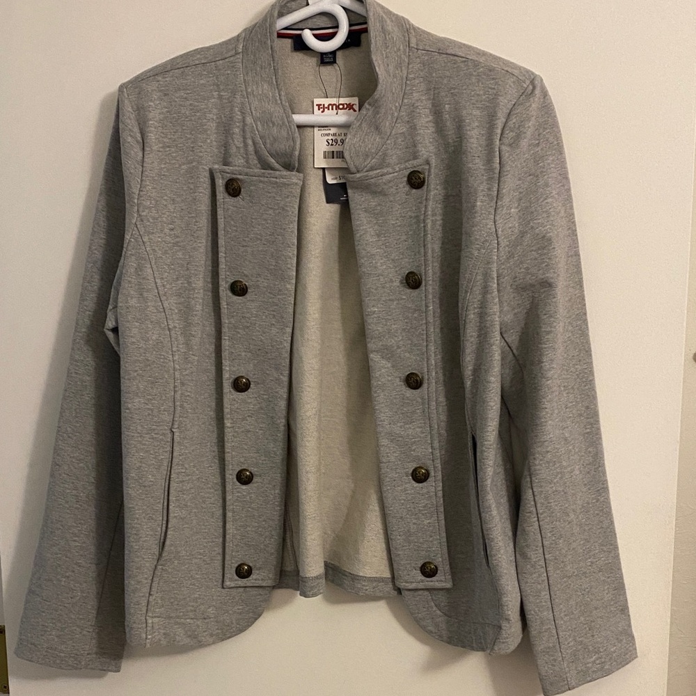 Tommy Hilfiger Women's Light Gray Double-Breasted Blazer